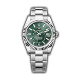 42mm Stainless Steel Green Dial 18k Fluted Bezel Oyster Bracelet