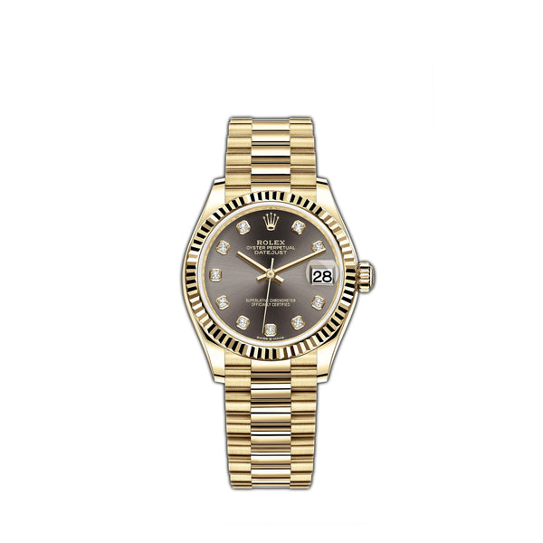 31mm 18k Yellow Gold Dark Grey Diamond Dial President Bracelet