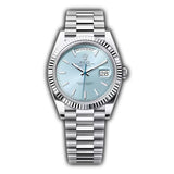 40mm Platinum President Fluted Bezel Ice Blue Index Dial