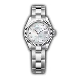 28mm Steel MOP Mother of Pearl Diamond Dial Fluted Bezel Oyster