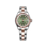 28mm Steel and 18k Everose Gold Olive Green Diamond Dial Oyster