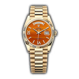 36mm 18k Yellow Gold President Fluted Bezel Carnelian Dial