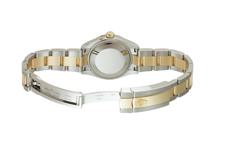 31mm Steel & 18k Yellow Gold Champagne Set with Diamond Dial Oyster Bracelet
