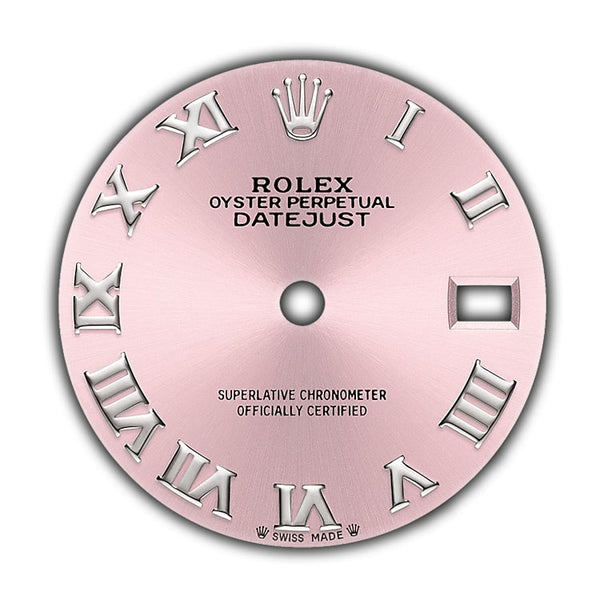 28mm Stainless Steel Pink Roman Dial 18k Fluted Bezel Jubilee Bracelet