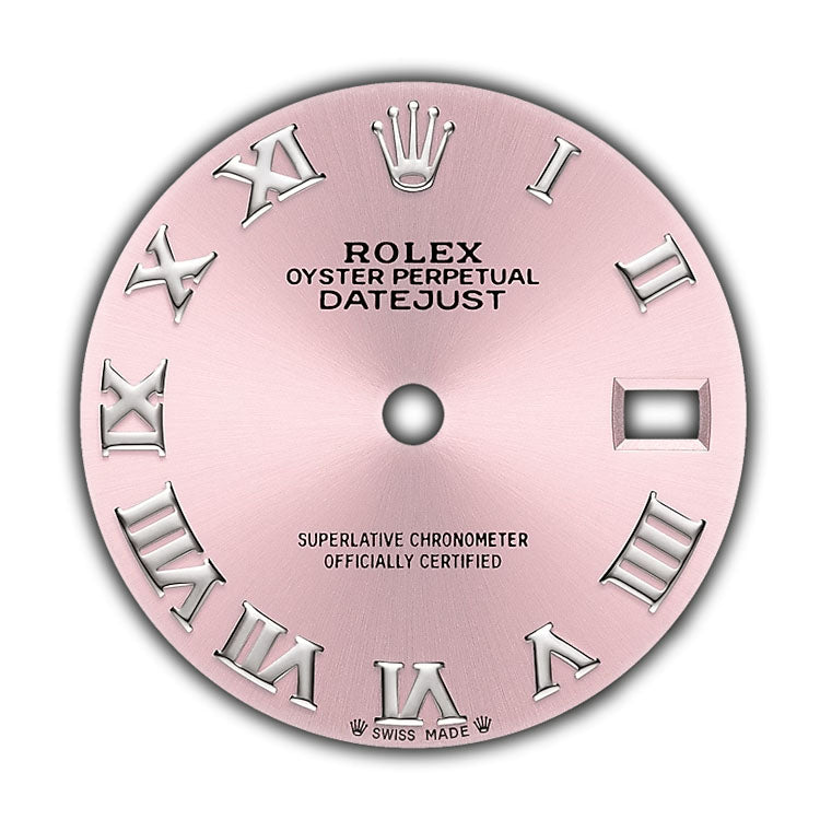 28mm Stainless Steel Pink Roman Dial 18k Fluted Bezel Oyster Bracelet