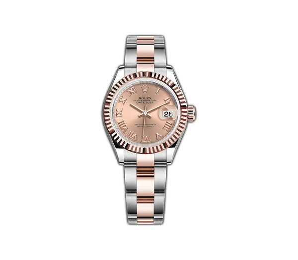 28mm Steel and 18k Everose Gold Pink Rose Roman Dial