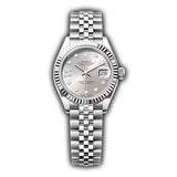 28mm Stainless Steel Silver Star Diamond Dial 18k Fluted Bezel Jubilee Bracelet