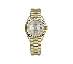 28MM 18k Yellow Gold Silver Diamond Dial President Bracelet