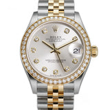 31mm Steel and Yellow Gold Diamond Bezel Silver Diamond Dial Jubilee