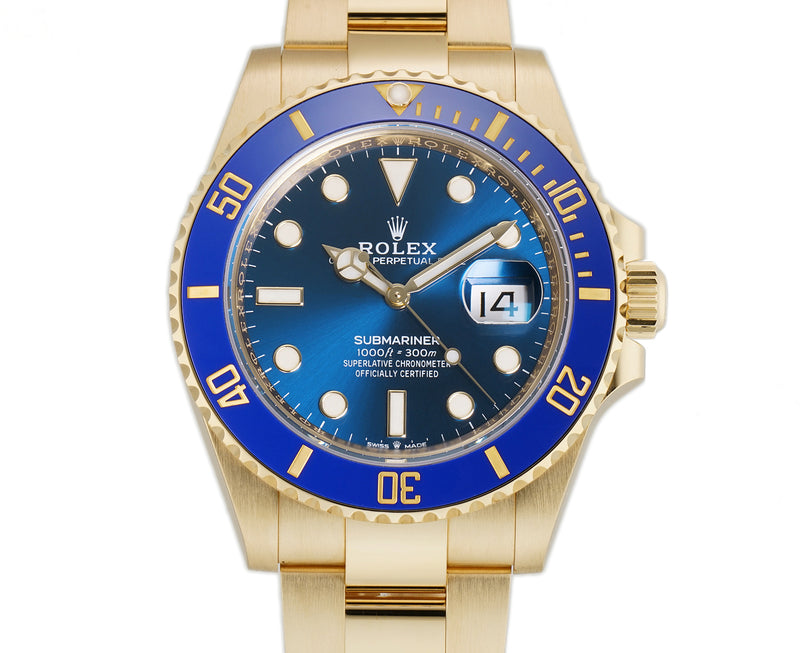 41mm 18k Yellow Gold Ceramic Bezel Blue Dial Box and Papers