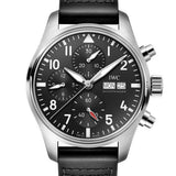 41mm Chronograph Stainless Steel Bezel Black Dial On Strap