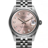 31mm Steel and 18k Fluted Bezel Pink Diamond-Set Dial Jubilee Bracelet