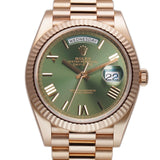 40mm 18k Everose Gold On Presidential Bracelet Olive Green Dial