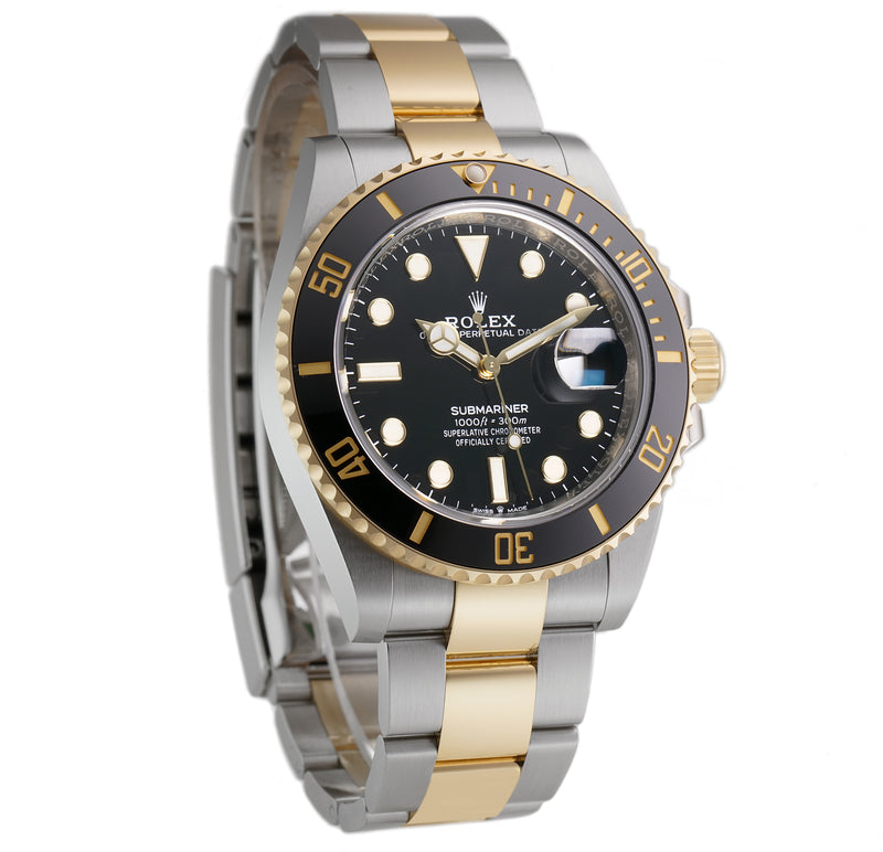 41mm Steel and Yellow Gold Ceramic Bezel Black Dial RubberB Included