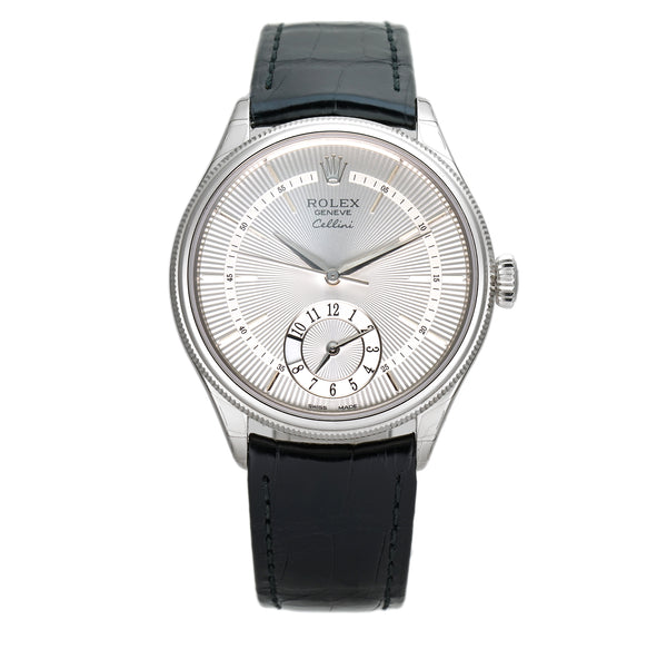 39mm Dual Time 18k White Gold Silver Dial