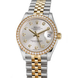 31mm Steel and Yellow Gold Diamond Bezel Silver Diamond Dial Jubilee