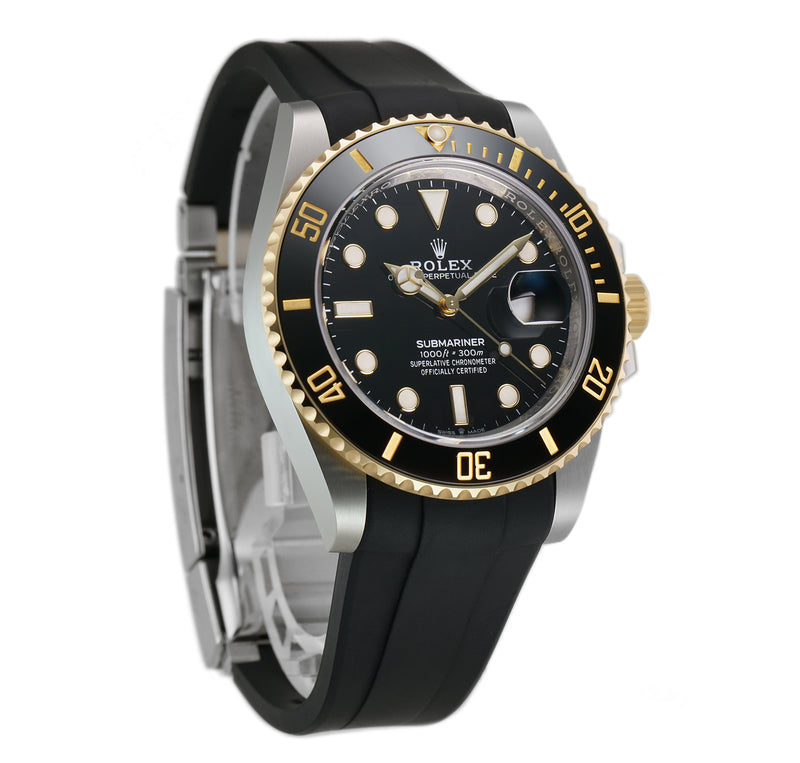41mm Steel and Yellow Gold Ceramic Bezel Black Dial RubberB Included