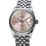 31mm Steel Pink Index Dial 18k Fluted Bezel Jubilee Bracelet