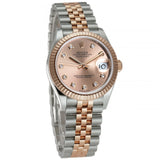 31mm Steel & 18k Rose Gold Fluted Bezel Rose Diamond Dial Jubilee