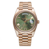 40mm 18k Everose Gold On Presidential Bracelet Olive Green Dial