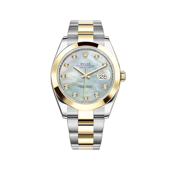 41mm Steel & Yellow Gold White Mother Of Pearl Diamond Dial Oyster Bracelet