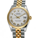 31mm Steel And 18k Yellow Gold White Roman Dial Jubilee Bracelet