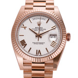 40mm 18k Everose Gold President White Roman Dial