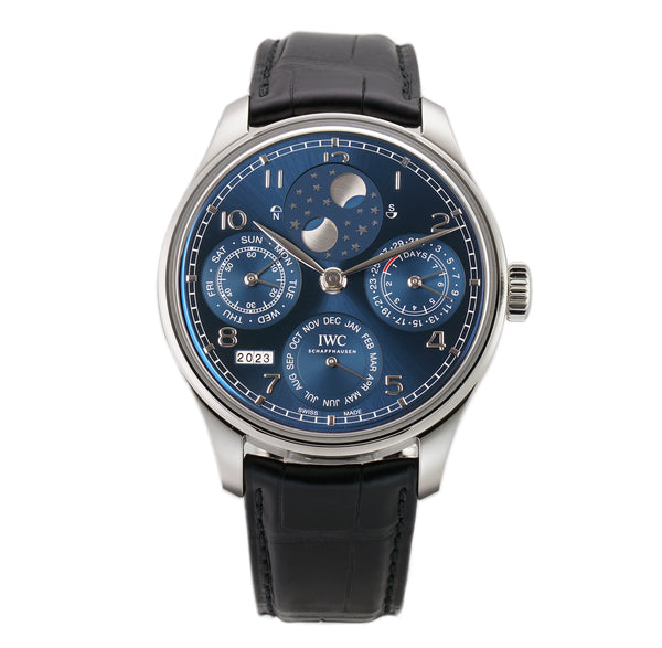 44mm Perpetual Calendar 18k White Gold Blue Dial Box and Papers