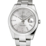 Steel 41mm Silver Index Dial Oyster Bracelet Box and Papers 2017