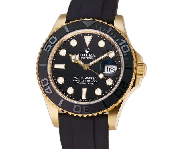 42mm 18k Yellow Gold Ceramic Bezel On Oysterflex