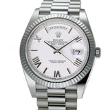 40mm 18k White Gold President White Roman Dial