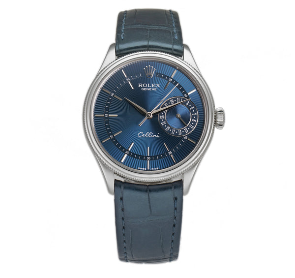 Date 18k White Gold 39mm Blue Dial On Blue Strap 12/2019