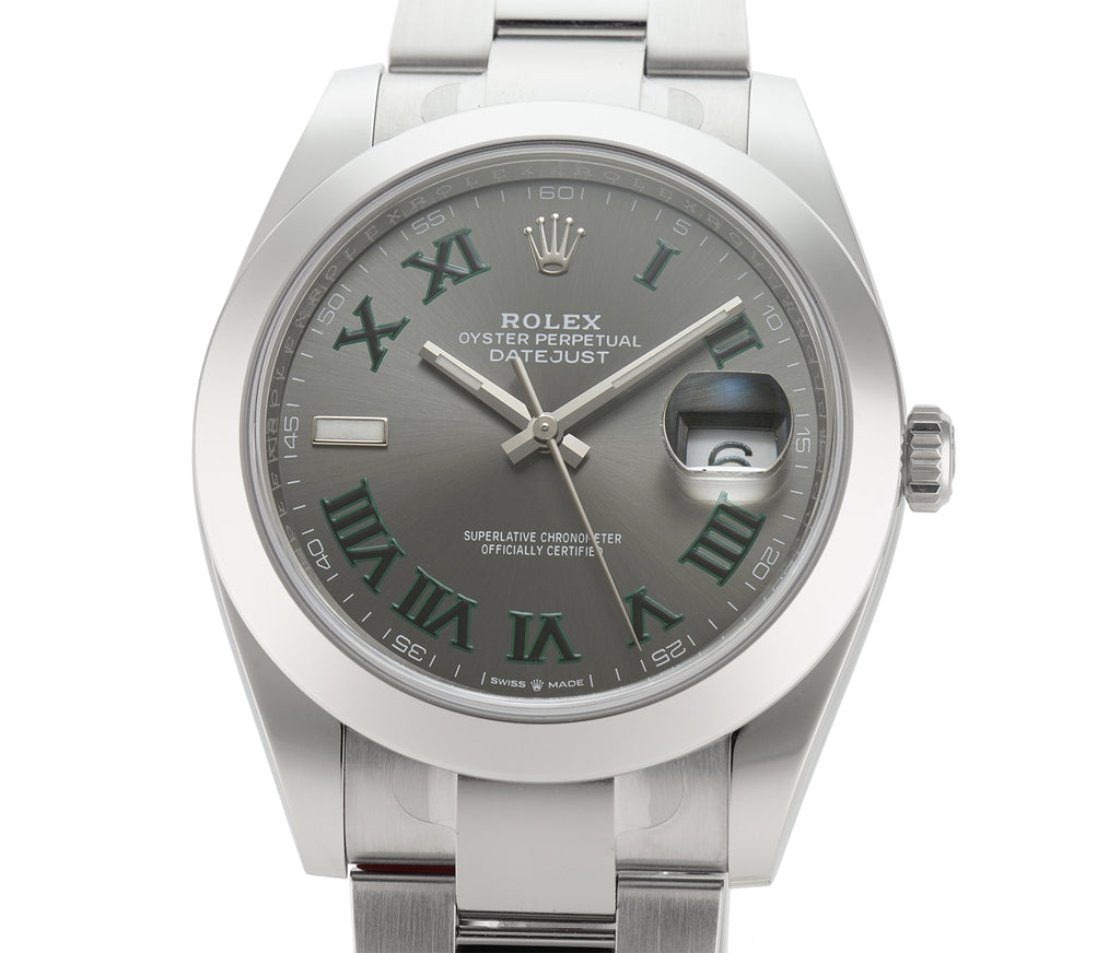 Rolex Datejust Steel 41mm Slate Dial Green Roman Numerals Oyster Bracelet 126300 Element iN Time NYC