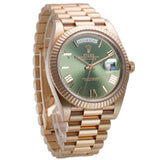40mm 18k Everose Gold On Presidential Bracelet Olive Green Dial