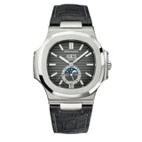 41mm Annual Calendar Moon Phase Steel Black Dial