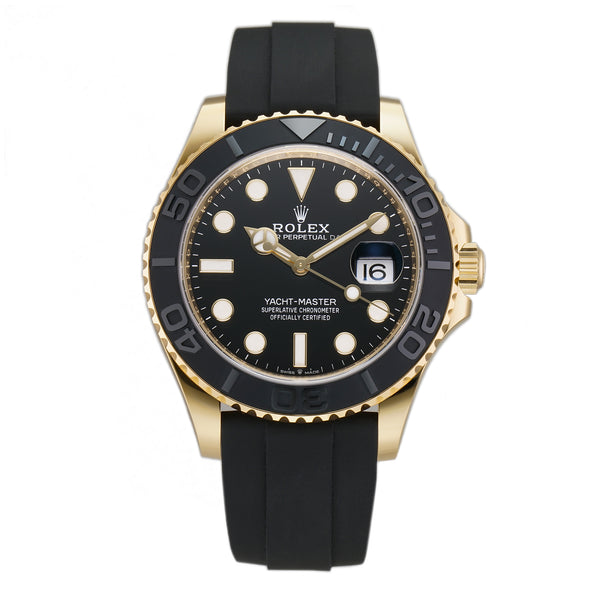 42mm 18k Yellow Gold Ceramic Bezel On Oysterflex