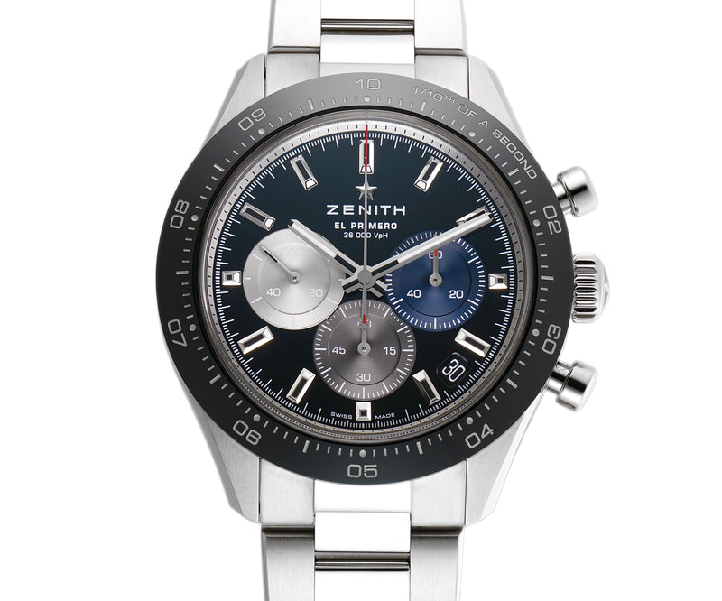 41mm Sport Chronograph Ceramic Bezel Steel Black Dial