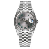36mm Steel Wimbledon Dial 18k Fluted Bezel Jubilee Bracelet