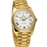 40mm 18k Yellow Gold President White Roman Dial
