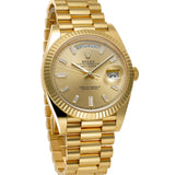 40mm 18k Yellow Gold President Champagne Baguette Diamond Dial
