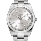 Steel 41mm Silver Index Dial Oyster Bracelet Box and Papers 2017