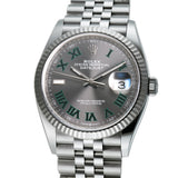 36mm Steel Wimbledon Dial 18k Fluted Bezel Jubilee Bracelet