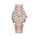 36mm 18k Everose Gold President Diamond Pavé Rainbow Dial