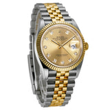 36mm Steel & Yellow Gold Fluted Bezel Champagne Diamond Dial Jubilee Bracelet