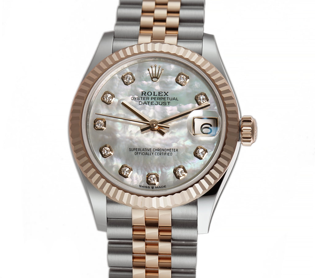 Rolex datejust 31 rose gold mother of pearl hot sale