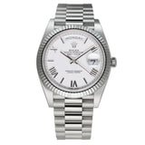 40mm 18k White Gold President White Roman Dial