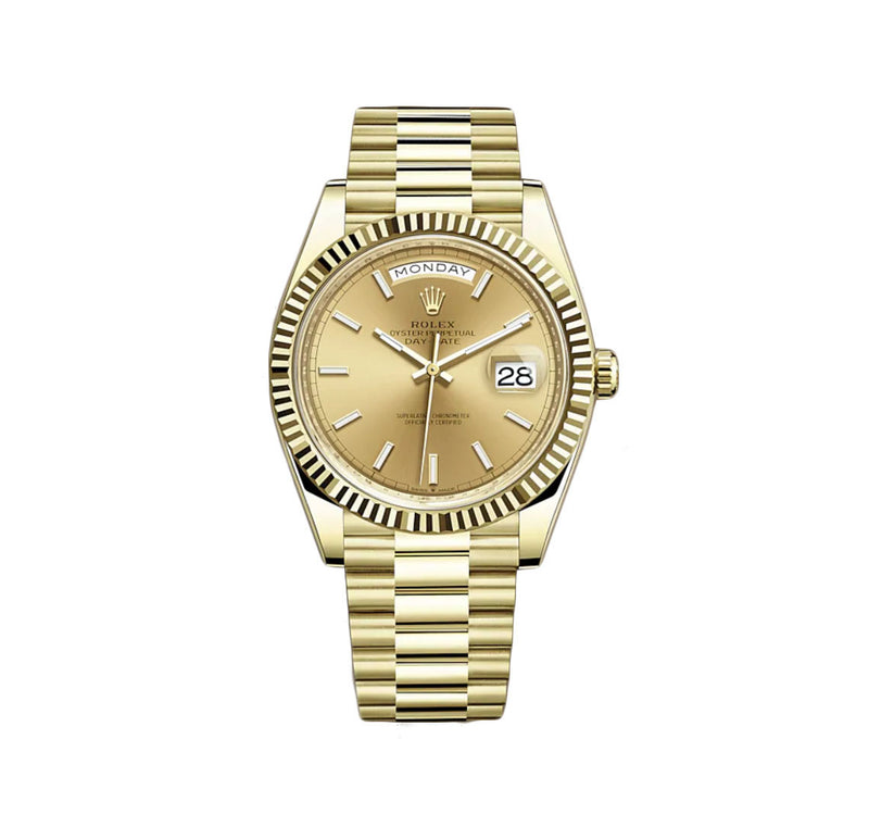 40mm 18k Yellow Gold President Champagne Index Dial