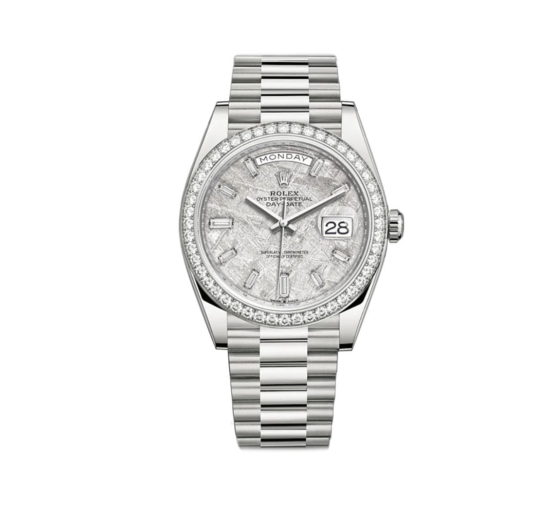 Rolex white gold discount 40mm meteorite diamond dial