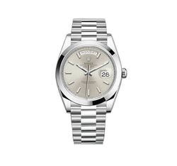 40mm Platinum President Silver Stripe Motif Index Dial