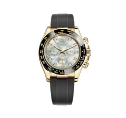 18k Yellow Gold Ceramic Bezel White Mother Of Pearl Diamond Dial Oysterflex